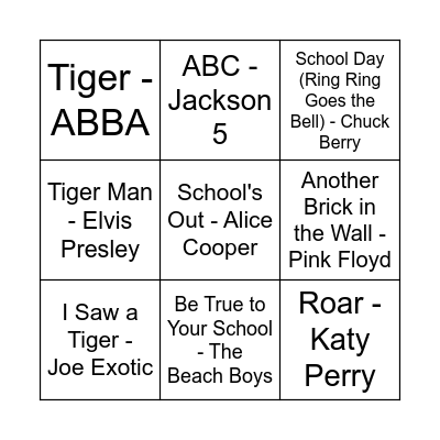 Music Bingo Card