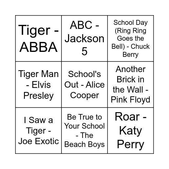 Music Bingo Card