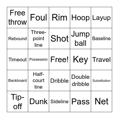 Basketball Bingo Card