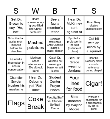 SWBTS BINGO Card