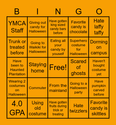 Island Y'd Halloween Bingo! Bingo Card