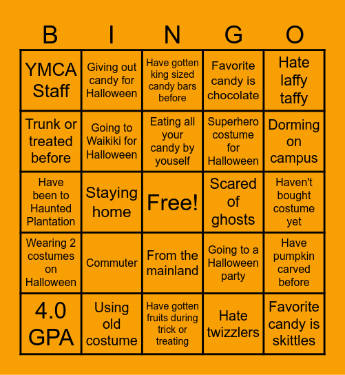 Island Y'd Halloween Bingo! Bingo Card