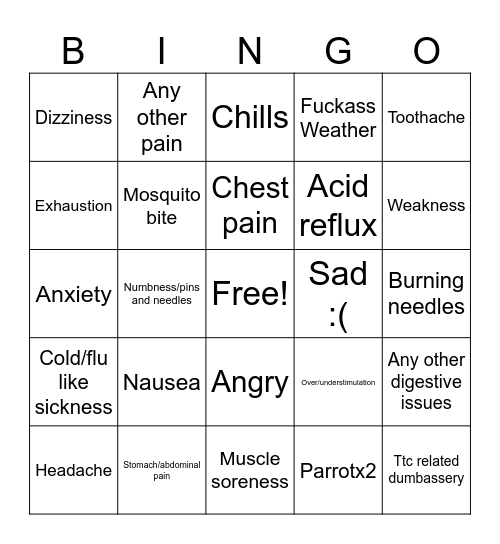 Lovesend suffering bingo Card