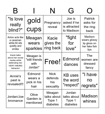 Love Is Blind Bingo Card