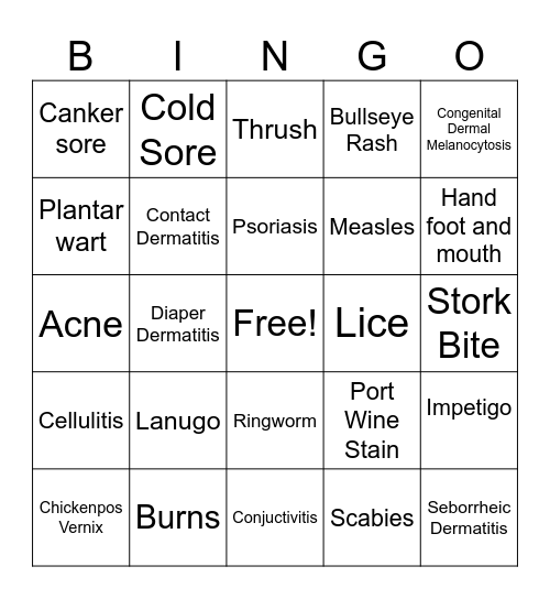 Skin Bingo Card