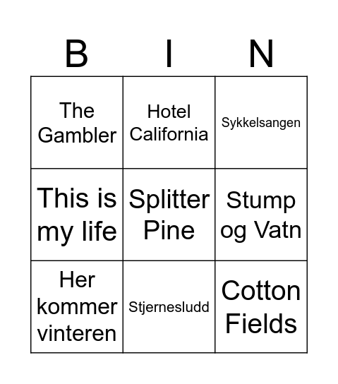 Kristiansand Bilforhandlerforening Bingo Card