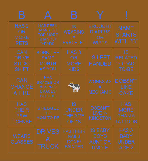 find the guest BINGO! Bingo Card