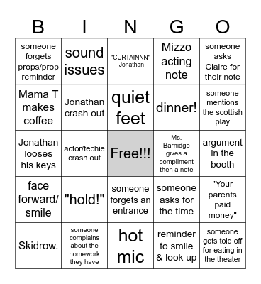 Tech Week Bingo!!! Bingo Card