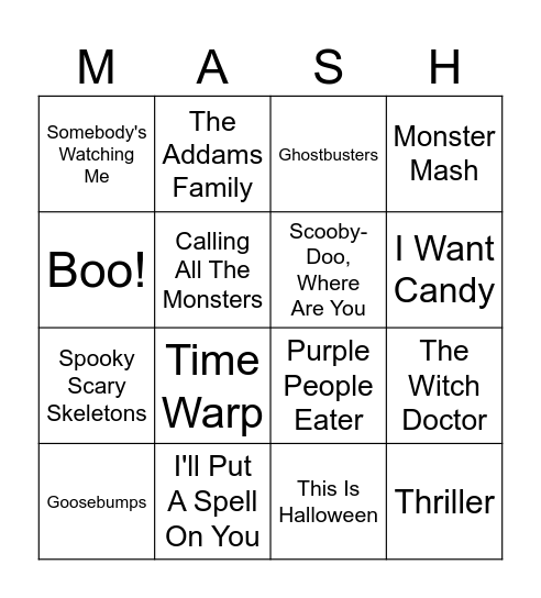 Music Monster Bingo Card