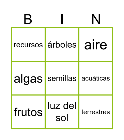 Importancia de las plantas Bingo Card