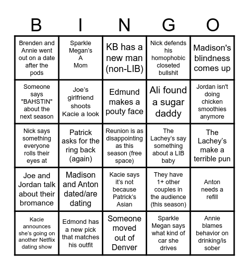 LOVE AIN'T BLIND DENVER MESSINESS Bingo Card