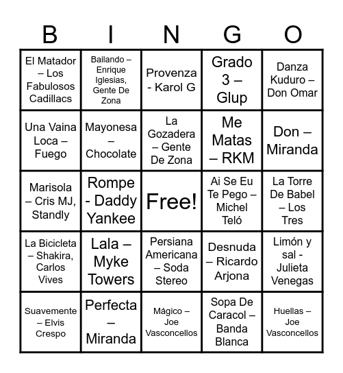 ♡ Bingo Card