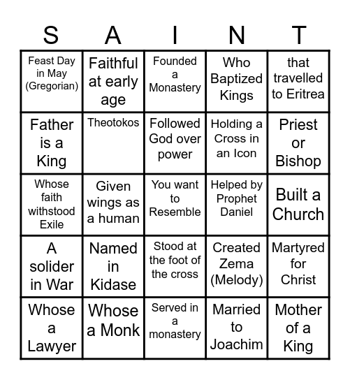 Find a Saint Bingo Card