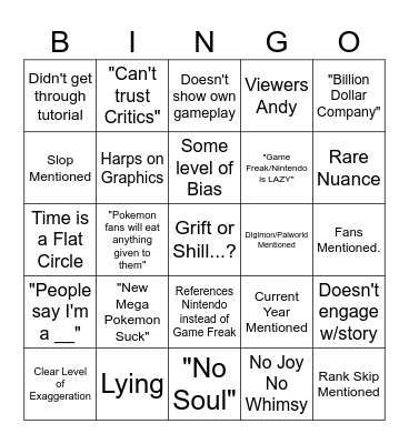 Griftwatch Bingo Card