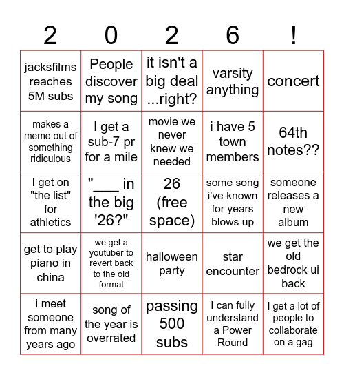 2026 Bingo Card