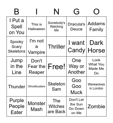 Halloween Bingo Card