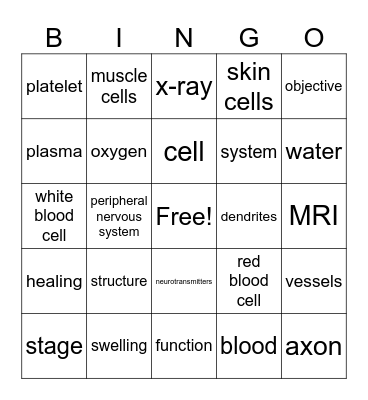 Cells & Systems Review Bingo Card