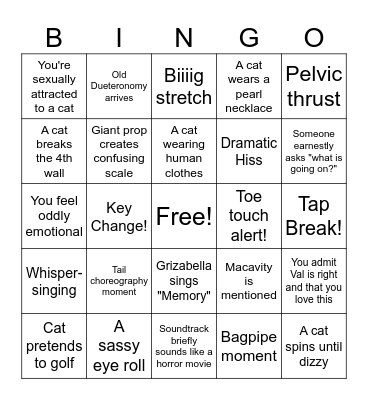 Cats! Bingo Card