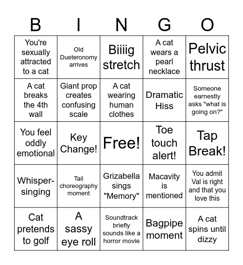 Cats! Bingo Card