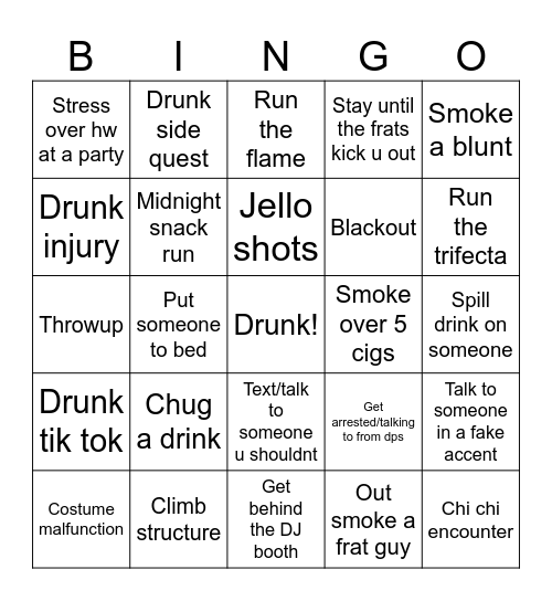 HALLOWEEKEND Bingo Card