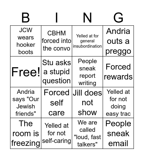 staff meeting bingo: holiday edition Bingo Card