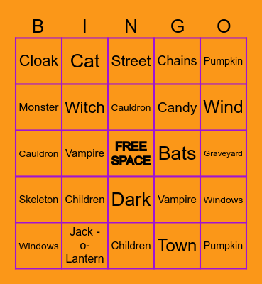 Happy Halloween Bingo Card