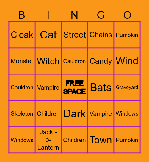 Happy Halloween Bingo Card