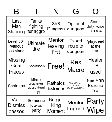 Mentor bingo Card