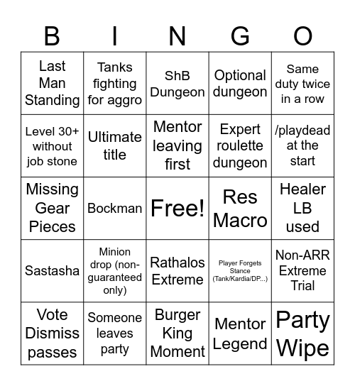 Mentor bingo Card