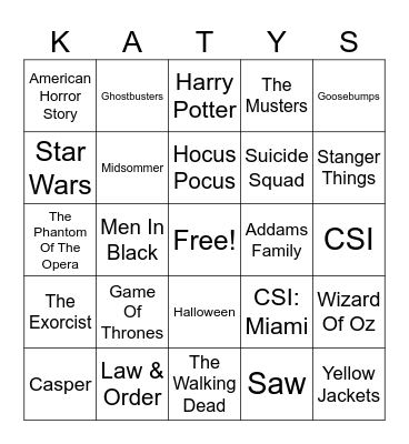 SpOOkeY Themes Bingo Card