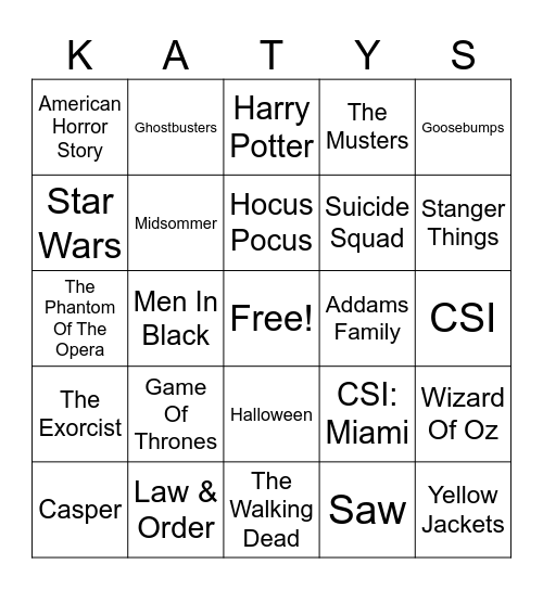 SpOOkeY Themes Bingo Card