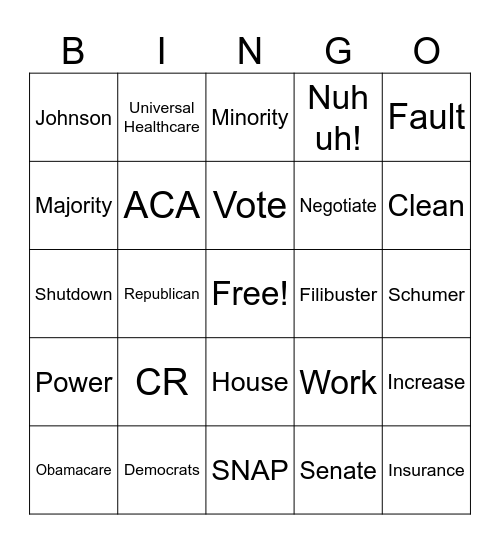 A More Perfect Bingo! Bingo Card