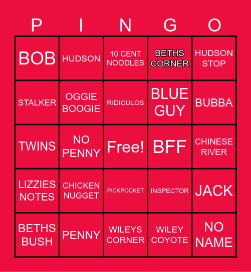 PLINGO Bingo Card