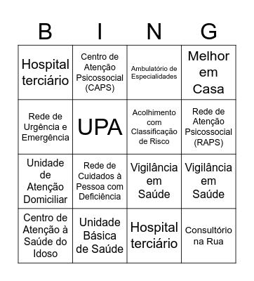 Bingo Outros pontos da RAS Bingo Card