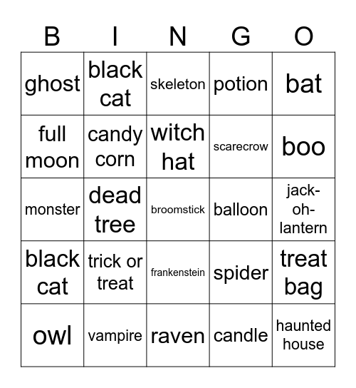 HALLOWEEN Bingo Card