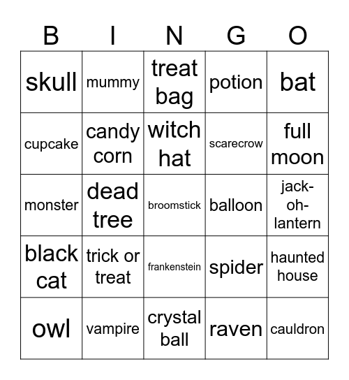 HALLOWEEN Bingo Card