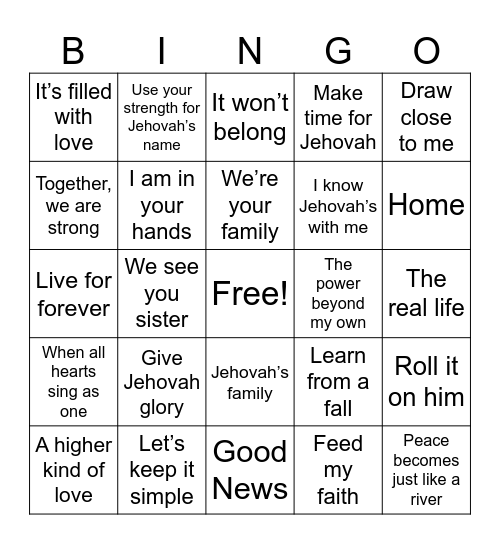 Original Songs 2 Bingo Card