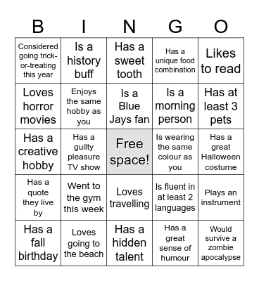 Find someone who... Bingo Card