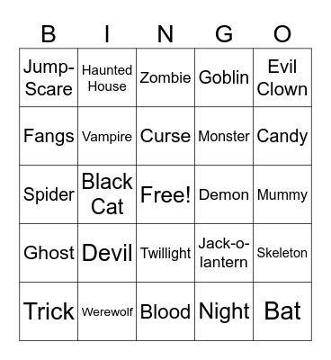 Halloween Bingo Card