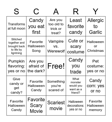 Halloween Bingo Card