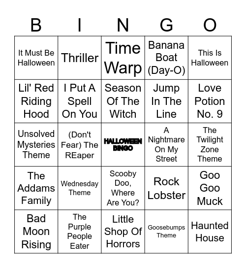 Halloween Bingo Card