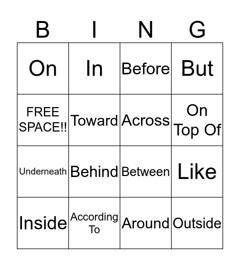 "Bing" Without the "O" Bingo Card