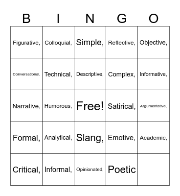 Detective Bingo Card