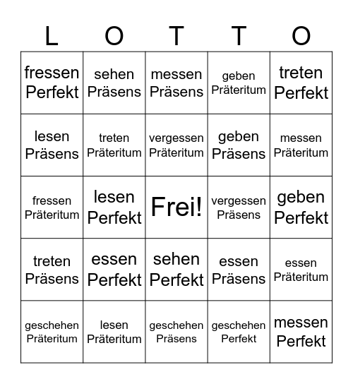 Verbenliste #4 Bingo Card