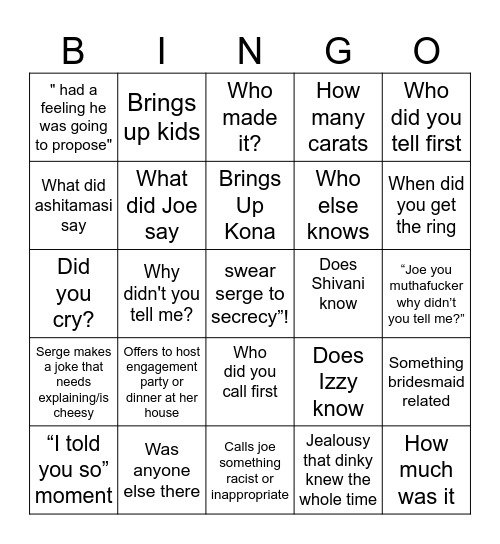 Bitchy Bingo Card