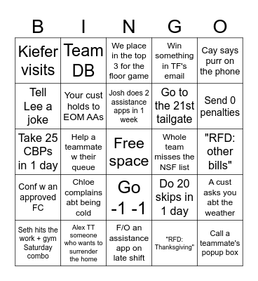 November Bingo Card