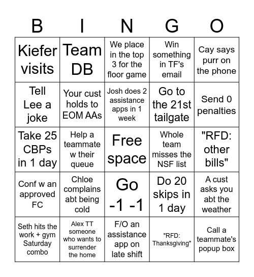 November Bingo Card