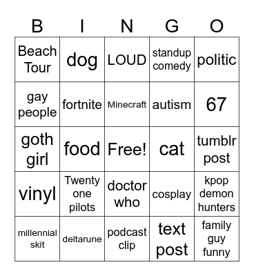 Jensen Reels Bingo V1 Bingo Card