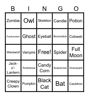 Halloween Bingo Card