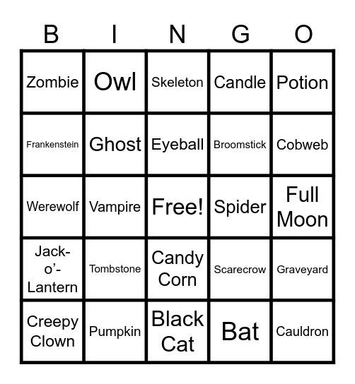Halloween Bingo Card